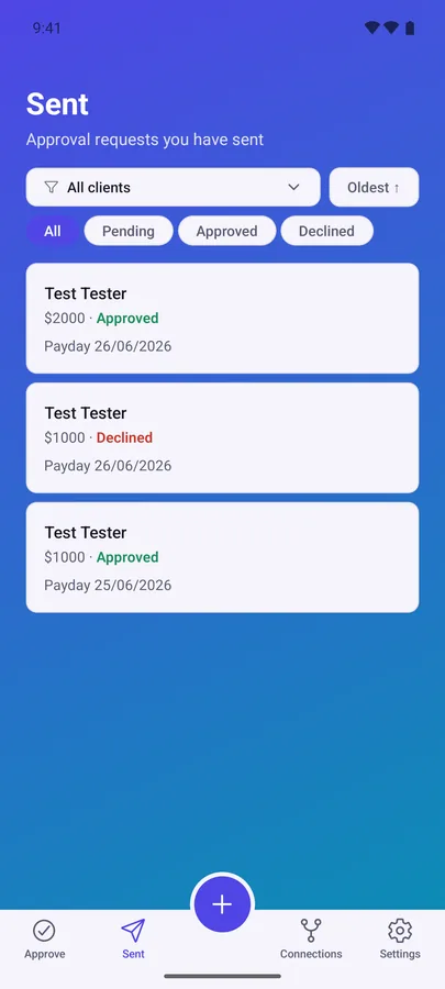 Onestop Approve app — sent approval requests